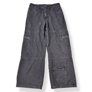 Forever 21 Premium Cargo Wide Leg Jeans Womens L Large Black